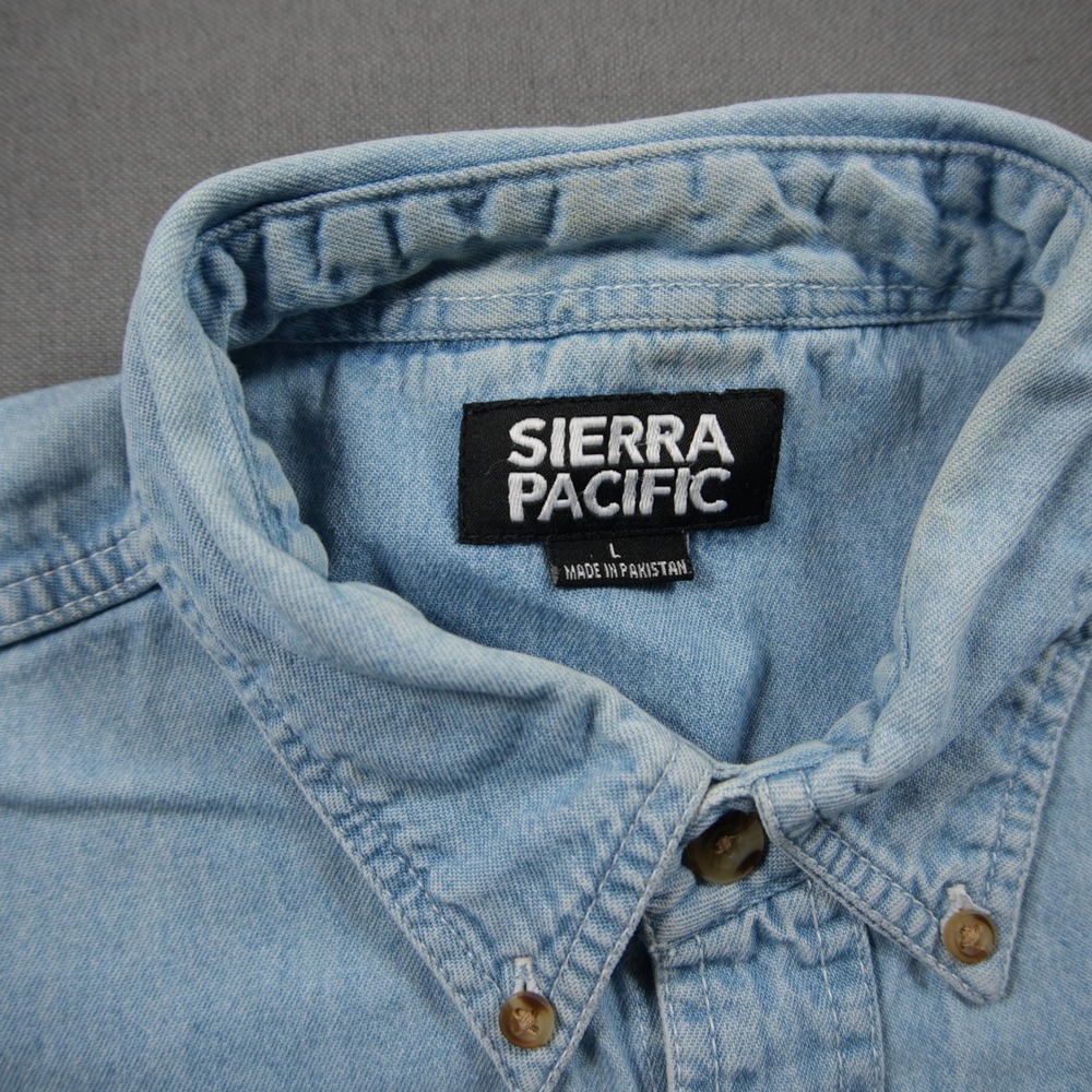 Alaska Wildlife Chambray Denim Embroidered Denim Men L Shirt VTG Cabin Nature - Picture 7 of 15